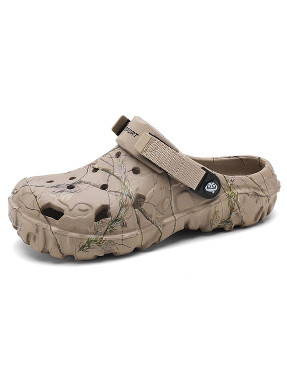 Men's Camouflage Clogs – Breathable Garden Shoes, Slip-On Water Sandals with Adjustable Strap, Outdoor Beach Slippers for Summer Comfort