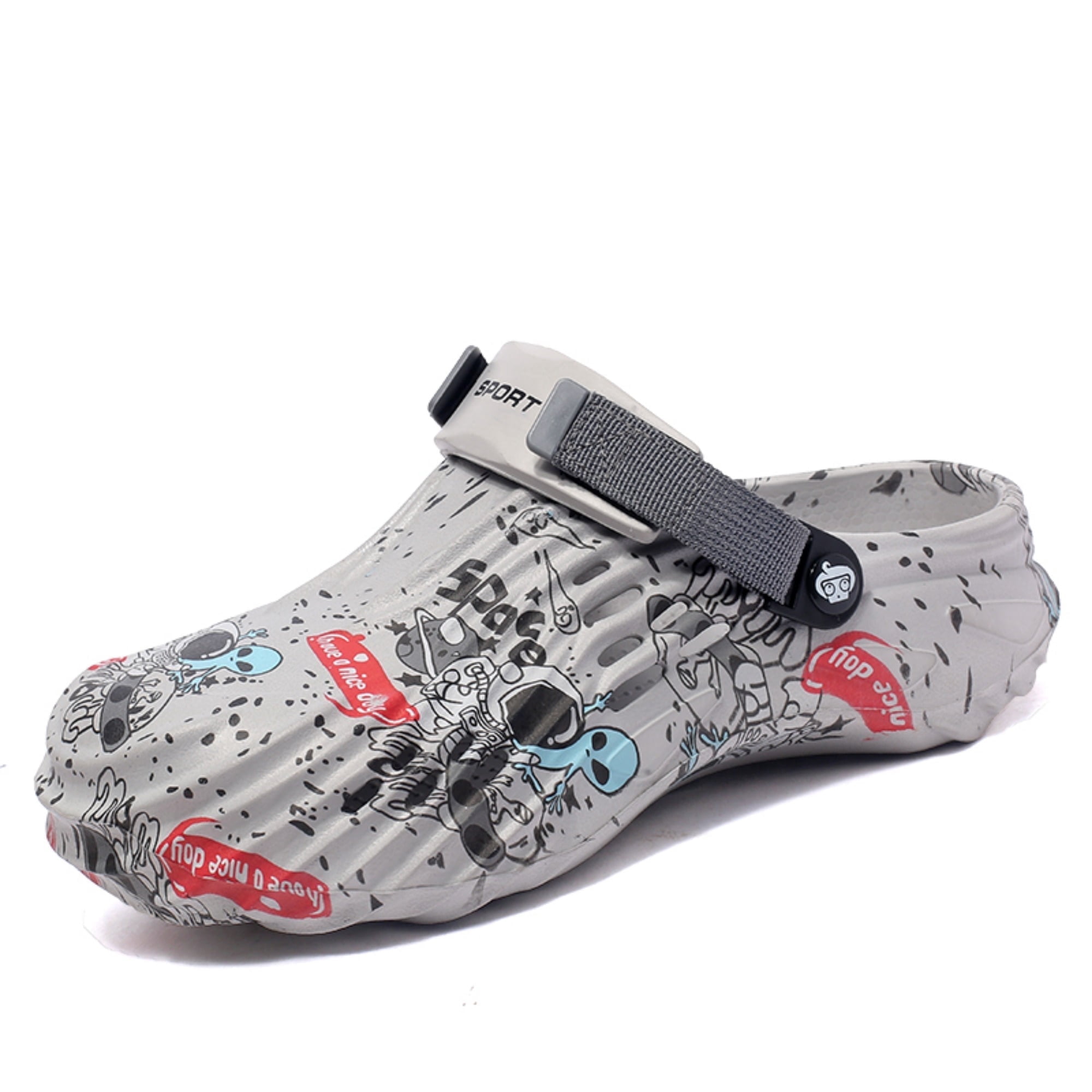 MGEZCOO Men's EVA Clogs with Graffiti Alien Design – Breathable Garden ...