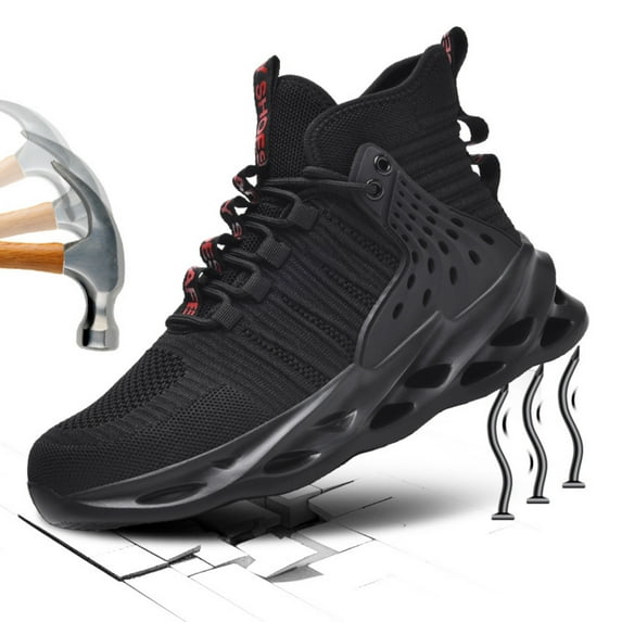 MGEZCOO Men's Work Safety Shoes Steel Toe Lightweight Breathable Non-Slip Industrial Sneakers