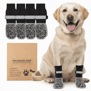 MGEZCOO Dog Socks with Grips, Adjustable Straps, Anti-Slip Dog Booties for Dogs, Paw Protection Dog Shoes for Indoor Floors and Hot Pavement, 4 Pack