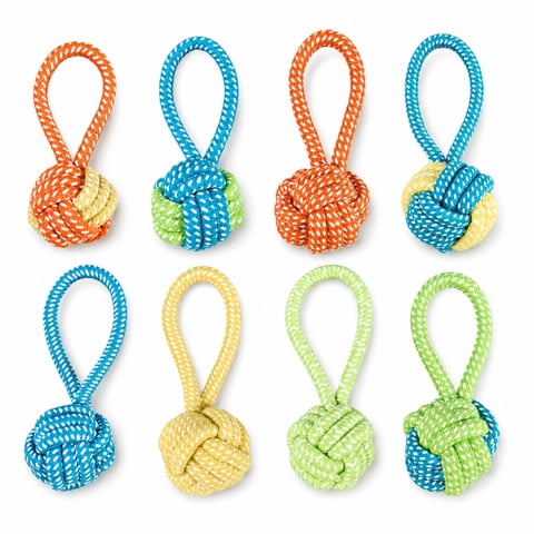 MGEZCOO Puppy Toys 8 Pack, Dog Rope Loop Toys for Small Medium Dogs, Colorful Braided Rope Chew Toys for Puppy Teething, Tug, Toss and Everyday Play