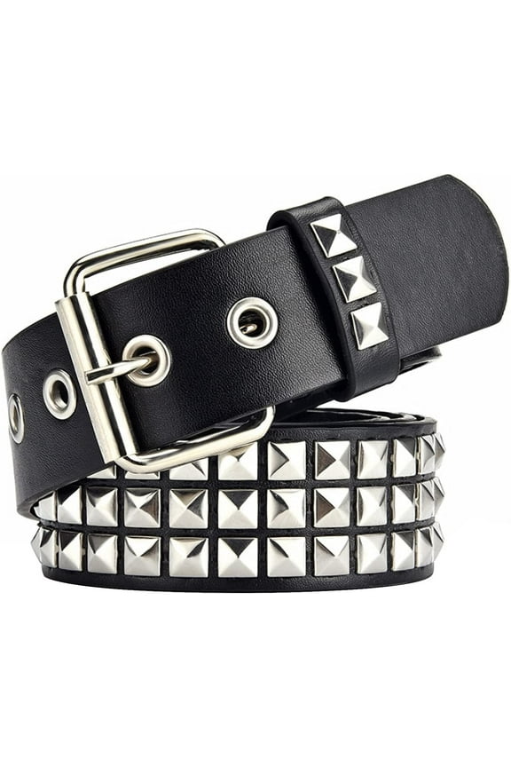 Studded Belt, Metal Punk Rock Rivet Belt with Bright Pyramid Studded for Women Men