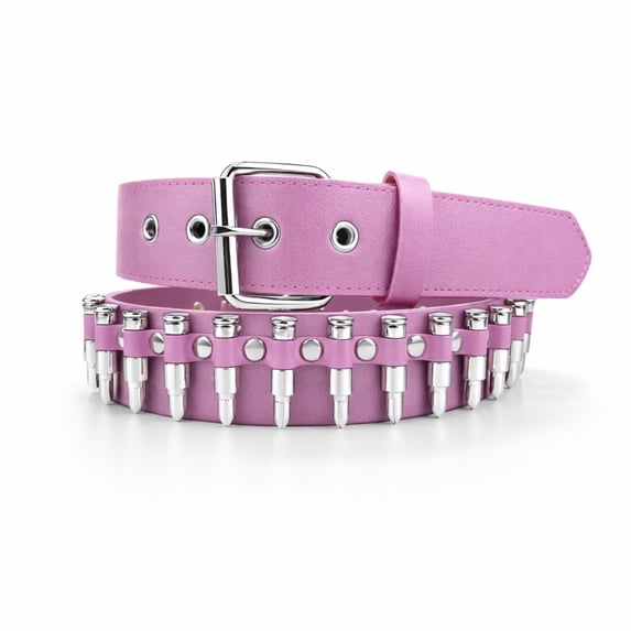 MGEZCOO Studded Belt for Women, Faux Leather Waist Belt with Metal Rivets, Adjustable Buckle Belt, Black, 45.3 in