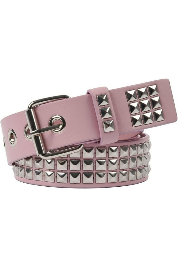 Studded Belts Punk Rock Studded Belts with Bright Pyramid Rivets for Men and Women