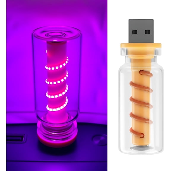 MGEZCOO USB Light for Car, Touch Dimmable Retro Interior Lamp LED Ambient Lighting, Portable Mini Glass Bottle LED Bulb Night Light for Vehicle Bedroom Hallway Camping Holiday Decoration (Red)