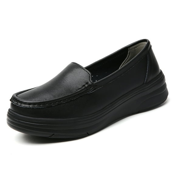 MGEZCOO Women’s Slip-On Nurse Shoes for Work – Lightweight Breathable Non-Slip Walking Shoes with Cushion Support, White/Black