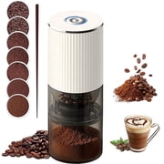 MGGEED Burr Coffee Grinder, Portable Electric Rechargeable Coffee Bean Mill, One Touch Adjustable, Compact for Home and Travel, 3.38oz, 1-Pack