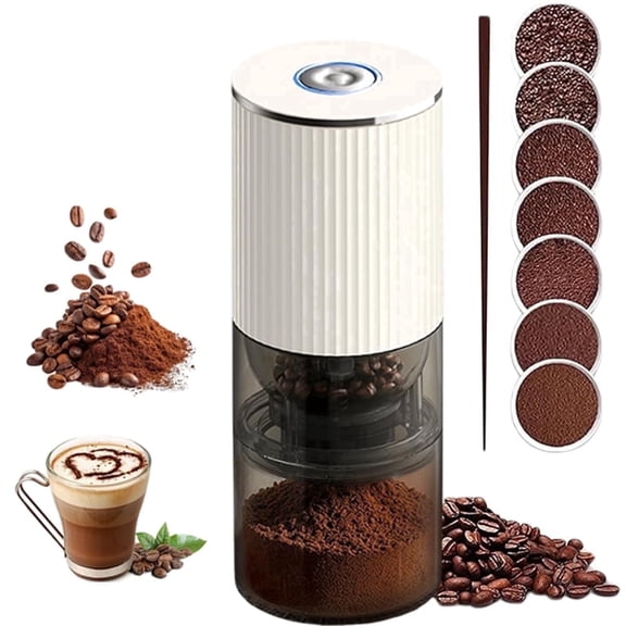 MGGEED Burr Coffee Grinder, Portable Electric Rechargeable Coffee Bean Mill, One Touch Adjustable, Compact for Home and Travel, 3.38oz, 1-Pack