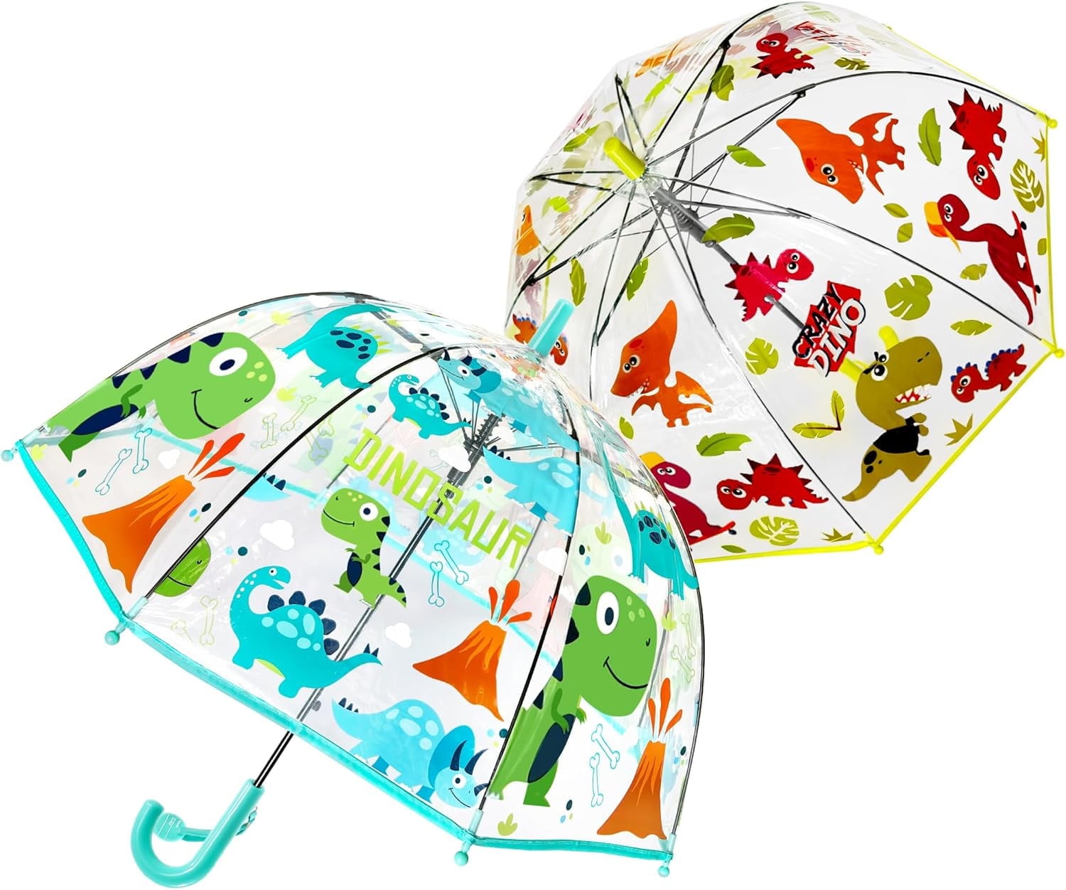 MGH 2 PCS Kids Clear Umbrellas for Rain Dome Bubble Umbrella Windproof for Toddler Boys Girls