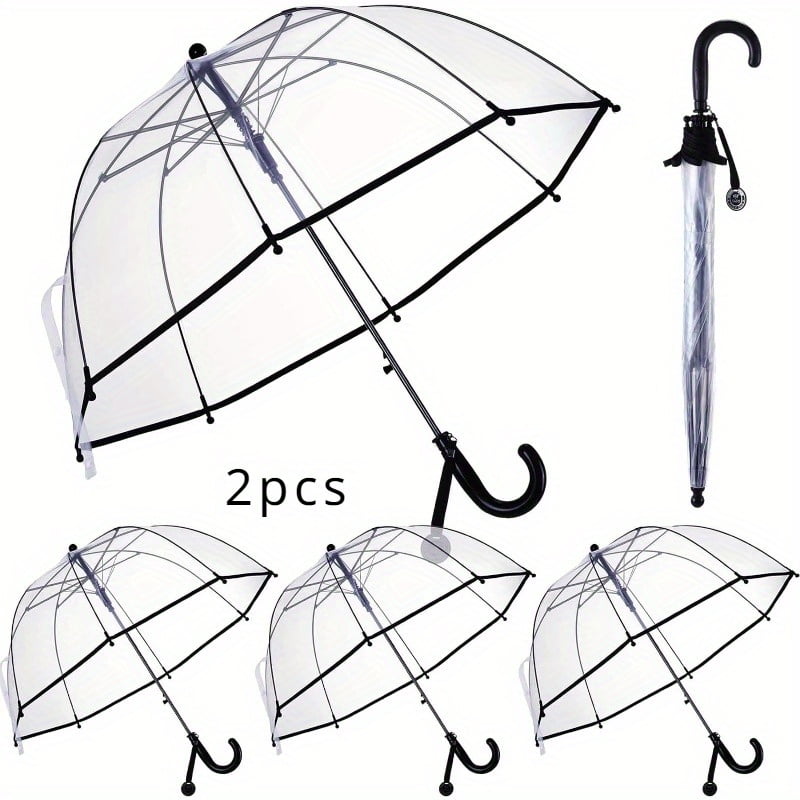 MGH 2 Pcs Kids Clear Windproof Bubble Umbrella Auto Open Rainproof Transparent Umbrella for Children Boys Girls Outing