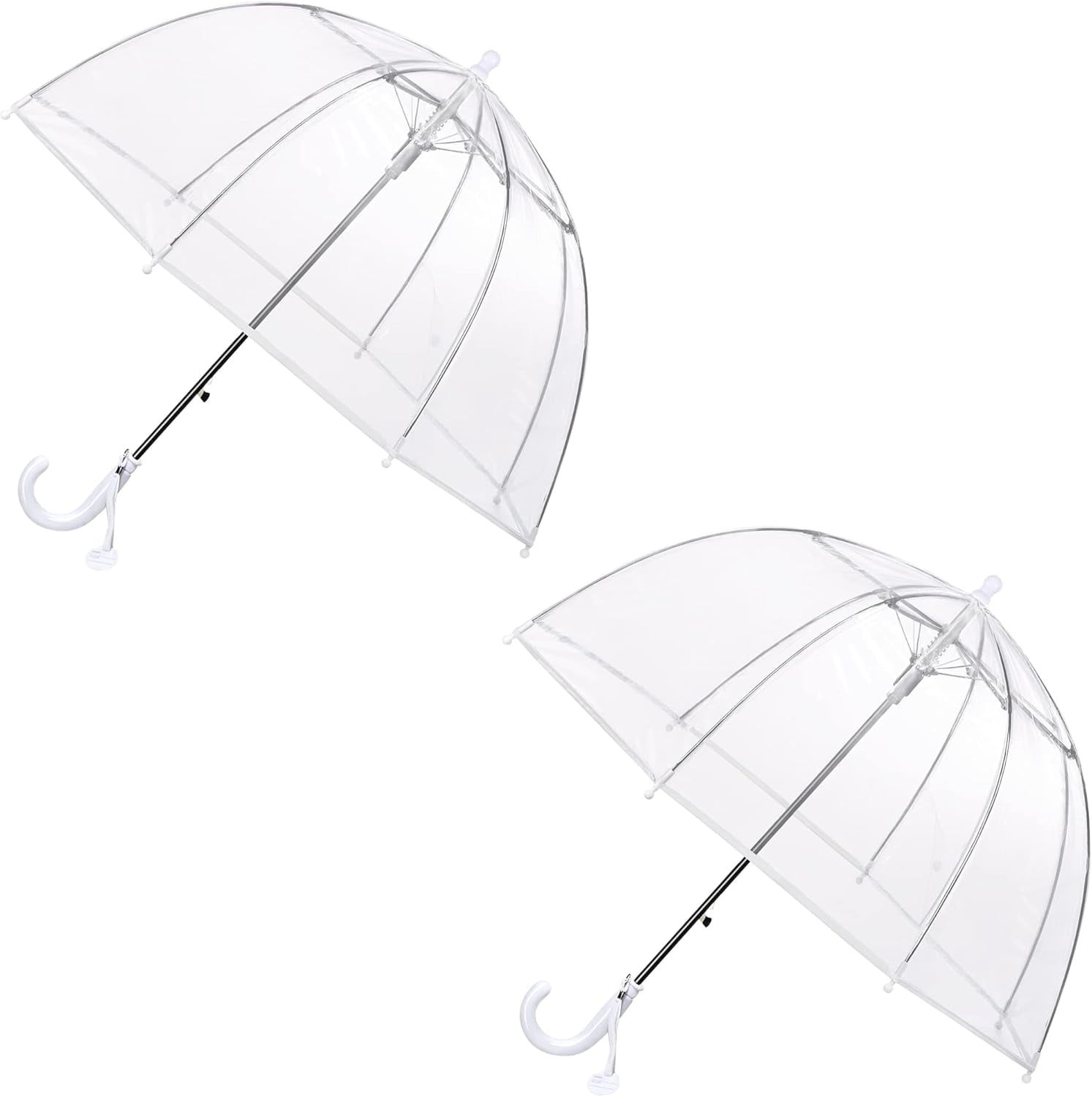 MGH Kids Clear Bubble Umbrella 2 Pack - Dome Windproof Rain Umbrellas for Boys and Girls