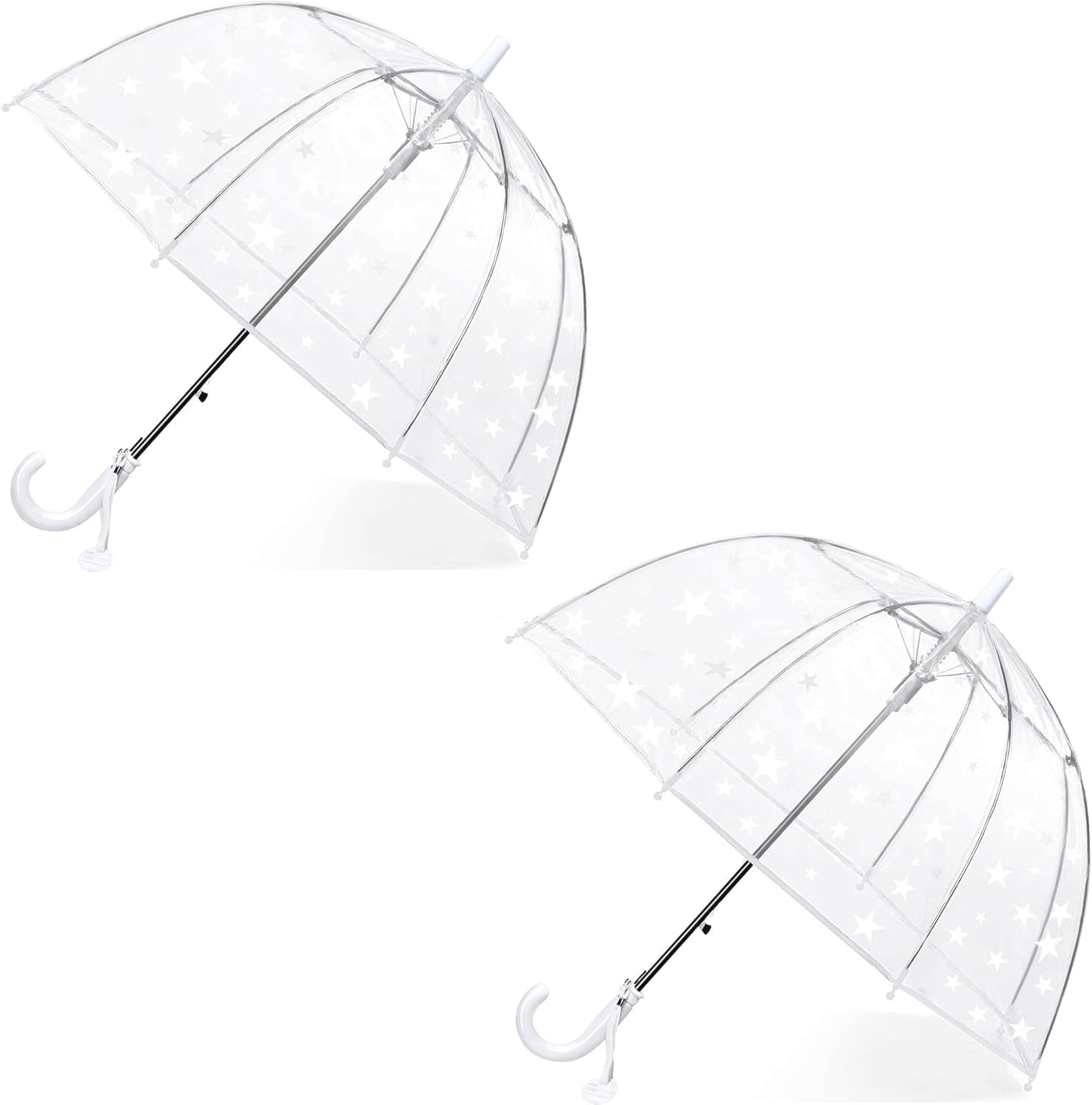 MGH Kids Clear Bubble Umbrella 2 Pack - Dome Windproof Rain Umbrellas for Boys and Girls