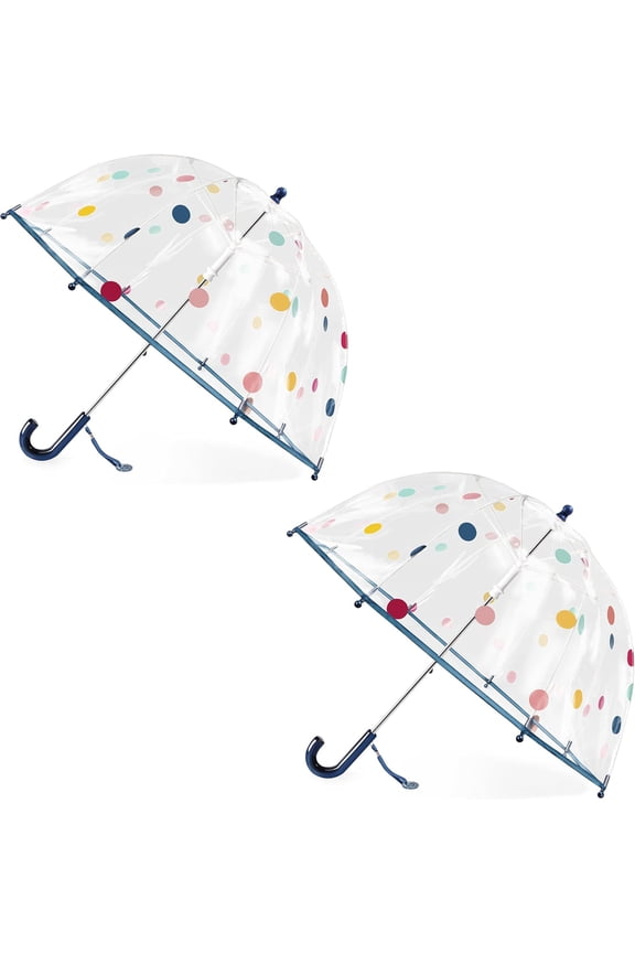 MGH Kids Clear Bubble Umbrella 2 Pack - Dome Windproof Rain Umbrellas for Boys and Girls