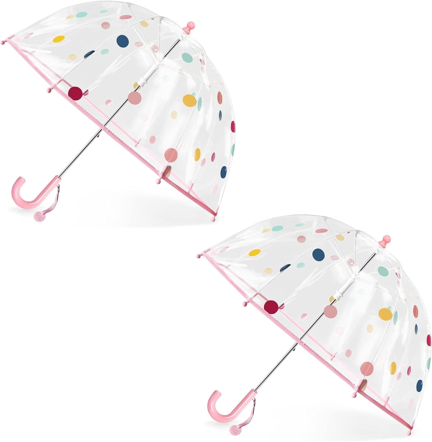 MGH Kids Clear Bubble Umbrella 2 Pack - Dome Windproof Rain Umbrellas for Boys and Girls