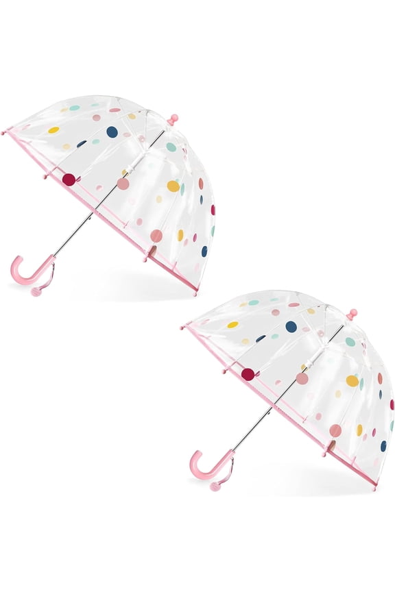 MGH Kids Clear Bubble Umbrella 2 Pack - Dome Windproof Rain Umbrellas for Boys and Girls