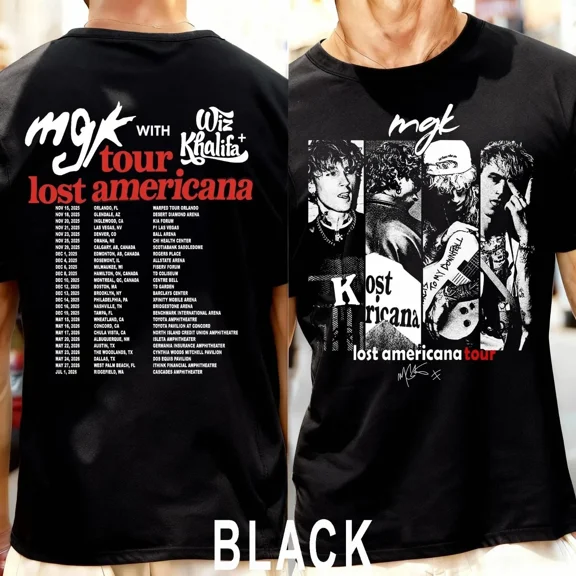 MGK Lost Americana Tour Shirt, Wiz Khalifa 2025 Tour Dates T-Shirt