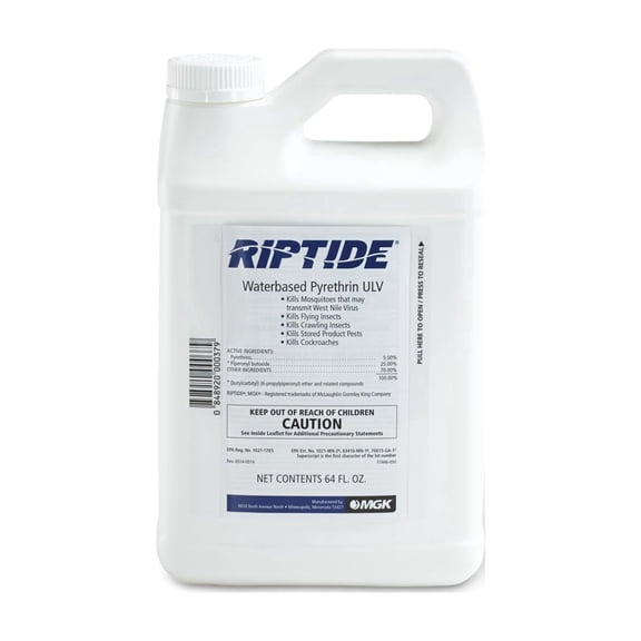 MGK Riptide Waterbased Pyrethrin ULV | Flying Insect and Mosquito Insecticide | Mosquito Yard Spray Concentrate | for Outdoor Applications | 64 Ounces