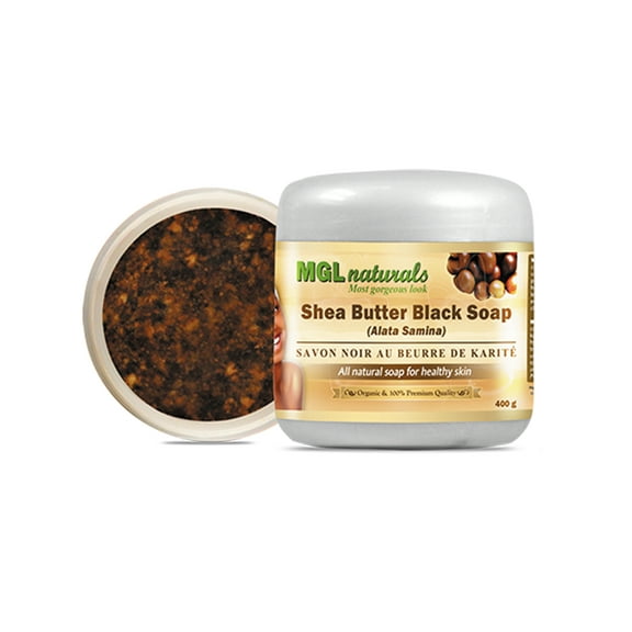 MGL Naturals Raw African Black Soap 16oz - Organic, All-Natural, Antibacterial Clarifying Bath Soap with Shea Butter