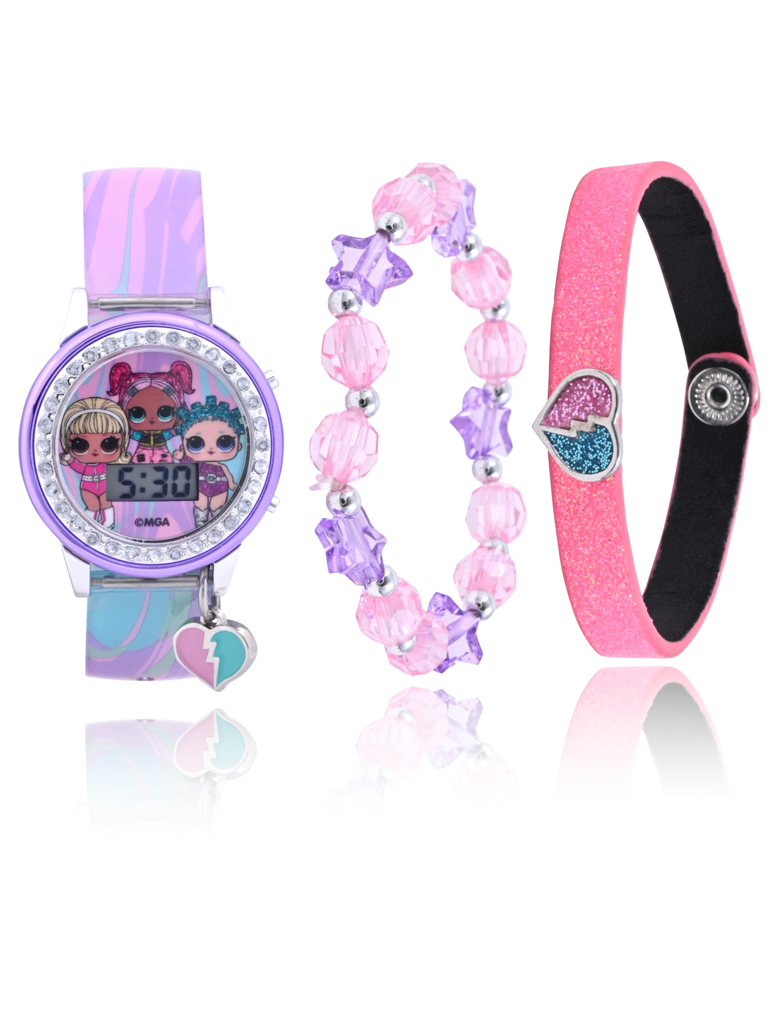 MGM Entertainment LOL Surprise! Girl's Flashing LCD Ombre Silicone Watch & Matching Bracelets 3 Piece Set - image 1 of 7