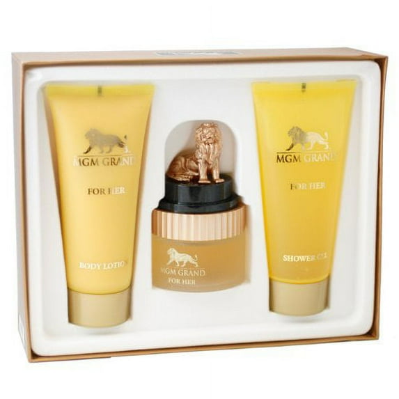 MGM GRAND for Her 3.4 oz edp spray+ 6.8 lotion+ 6.8 gel bath collection Set NIB