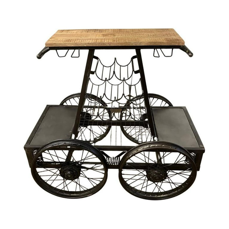 Rustic Black Rail Car Bar Cart Rustic Black Rail Car Bar Cart