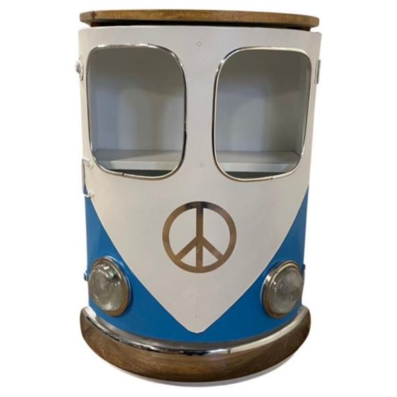 MGM Marketing Metal Mango Wood Blue Bed Side Table 10-10-15-075