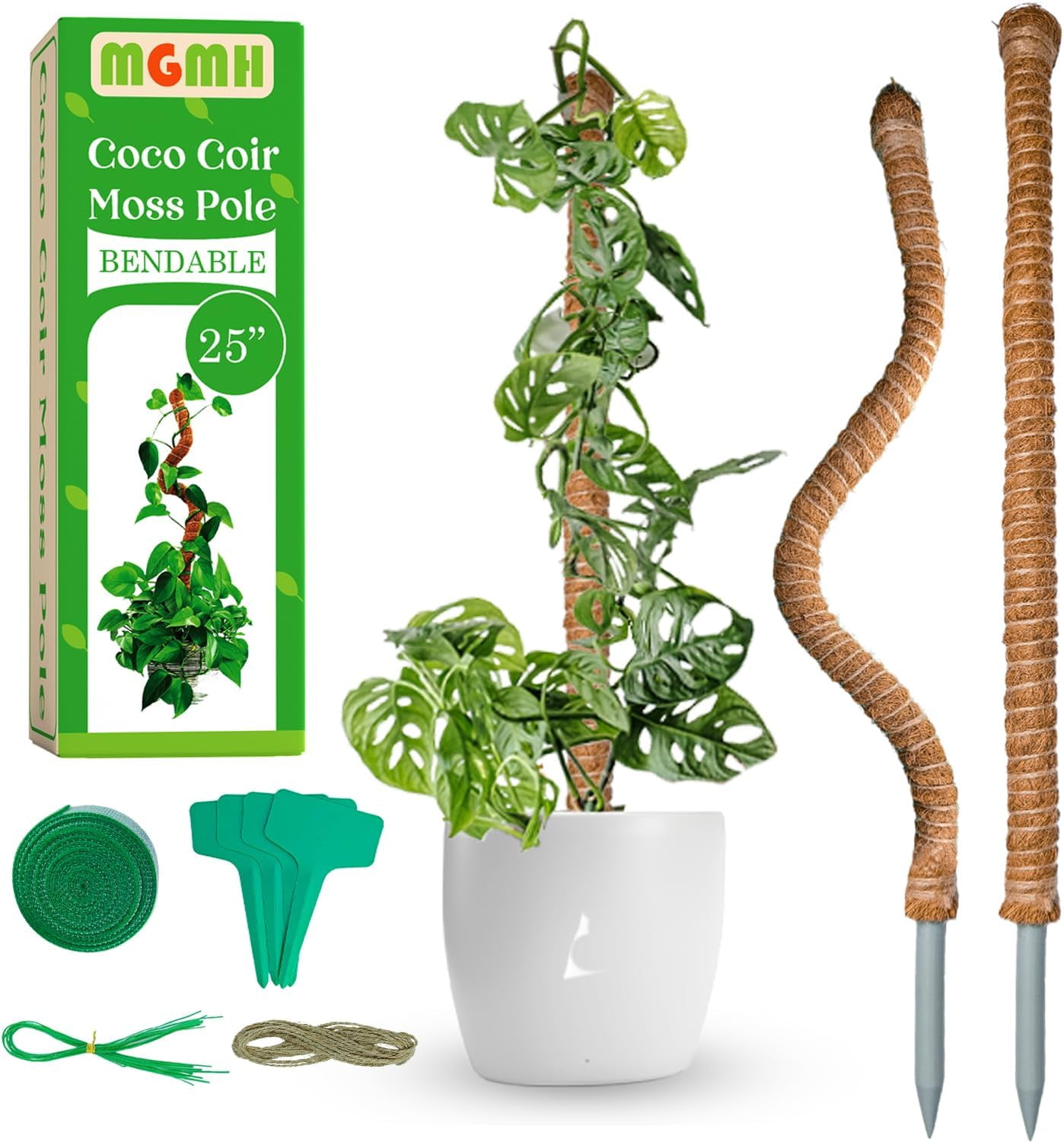 MGMH Coco Coir Moss Pole for Plants, 2 Sticks 25 Inch Bendable Plant ...