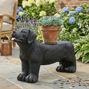 MGO Dog Shaped Garden Bench, Black Labrador Statue Bench, Decorative Outdoor Furniture for Backyard & Lawn
