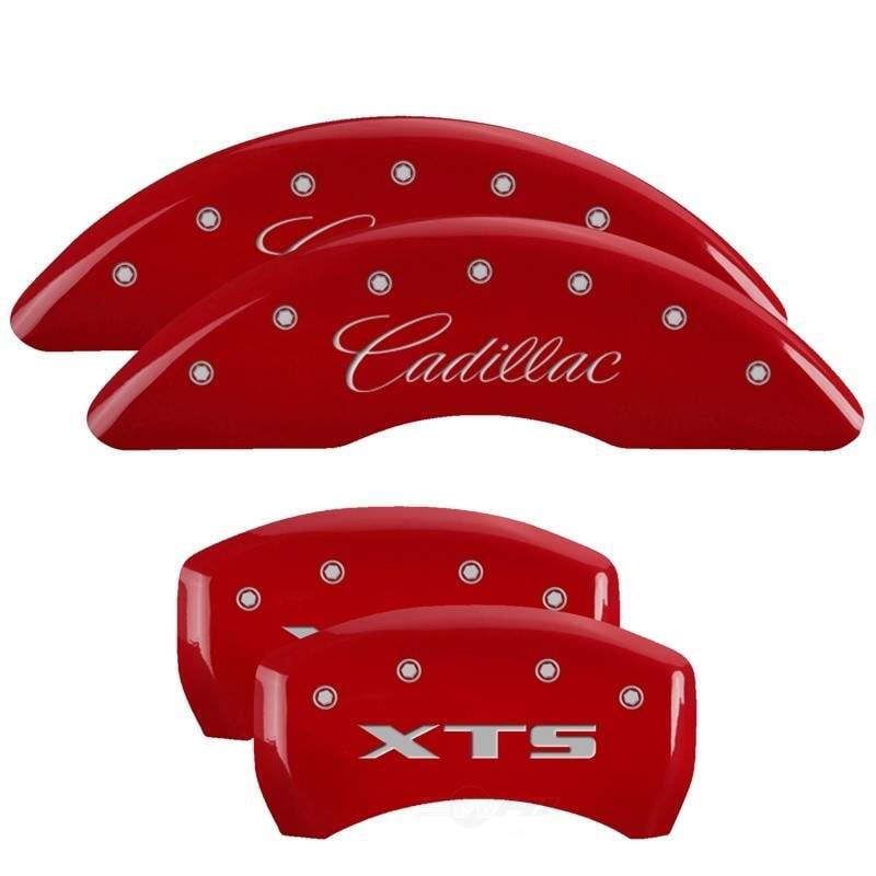 MGP 4 Caliper Covers Engraved Front Cadillac Engraved Rear XTS Red finish silver ch Fits select: 2013-2016 CADILLAC XTS LUXURY COLLECTION, 2017 CADILLAC XTS PREMIUM LUXURY