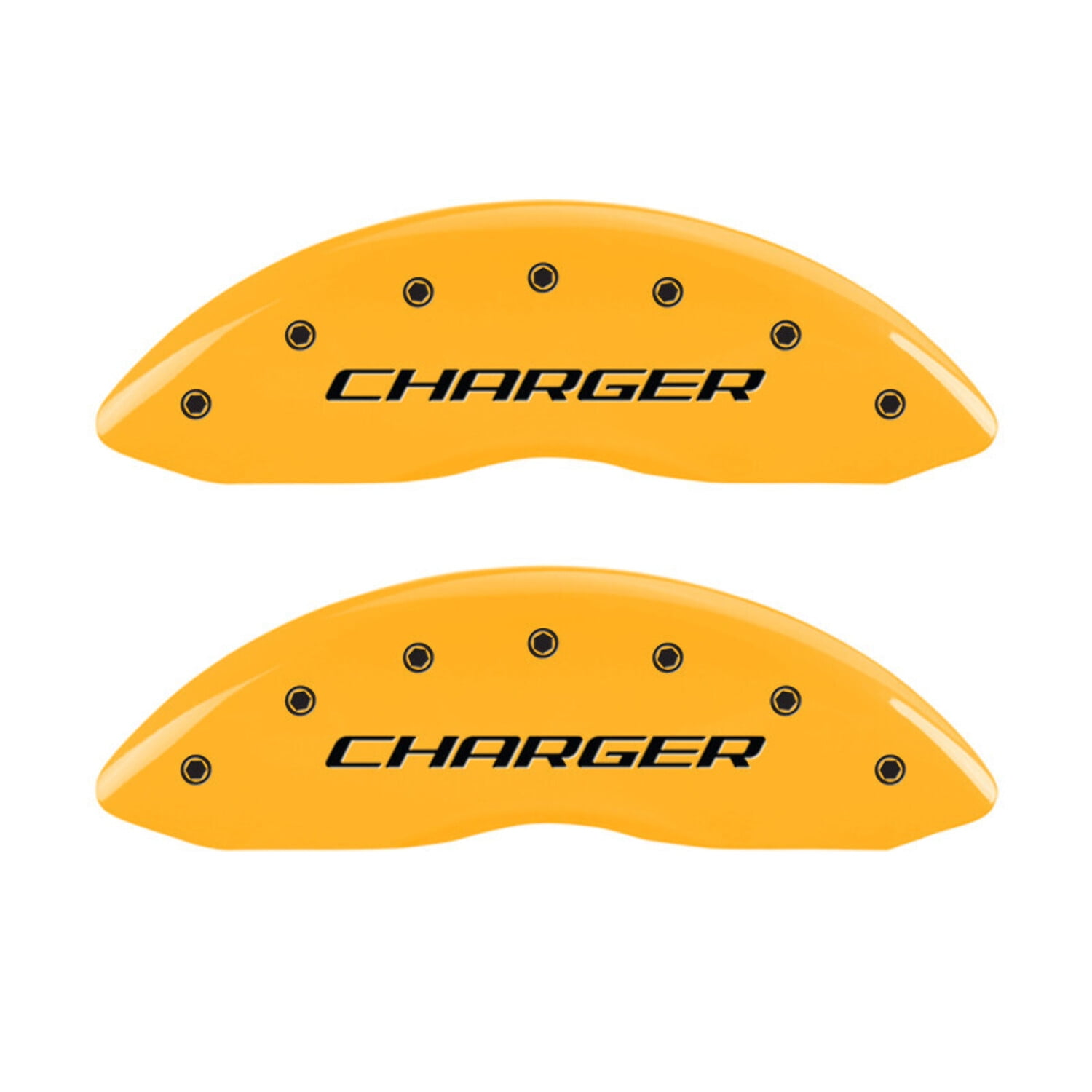 MGP 4 Caliper Covers Engraved Front Charger Engraved Rear RT Yellow