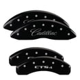 thumbnail image 1 of MGP 4 Caliper Covers Engraved Front Cursive/Cadillac Engraved Rear STS Black finish silver ch Fits select: 2004-2009 CADILLAC SRX, 1 of 5