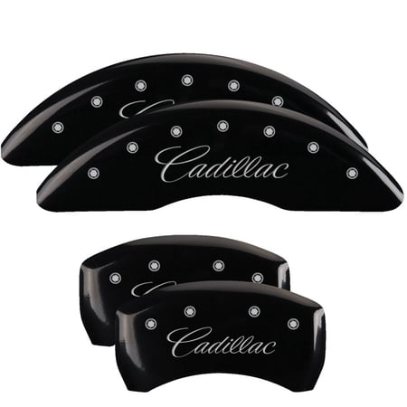MGP 4 Caliper Covers Engraved Front Cursive/Cadillac Engraved Rear XLR Black finish silver ch Fits select: 2007 CADILLAC CTS-V HI FEATURE V6, 2006 CADILLAC CTS-V