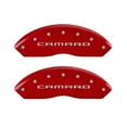 thumbnail image 1 of MGP 4 Caliper Covers Engraved Front Gen 5/Camaro Engraved Rear Gen 5/RS Red finish silver ch Fits select: 2017 CHEVROLET CAMARO LS/LT, 2018 CHEVROLET CAMARO LT, 1 of 2