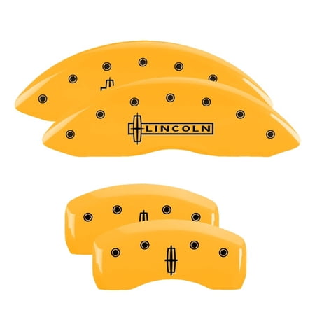 MGP 4 Caliper Covers Engraved Front Lincoln Engraved Rear Star logo Yellow finish black ch Fits select: 2009-2012 LINCOLN MKS