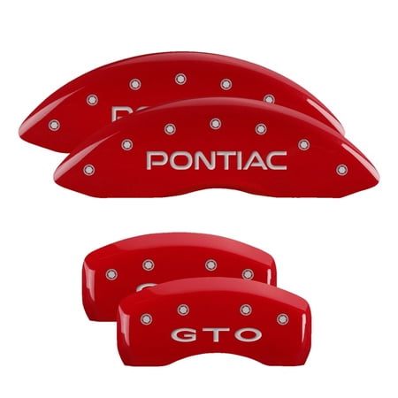 MGP 4 Caliper Covers Engraved Front Pontiac Engraved Rear GXP Red finish silver ch Fits select: 2008-2009 PONTIAC G8 GT