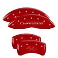 thumbnail image 1 of MGP 4 Caliper Covers Engraved Front & Rear Block/Challenger Red finish silver ch Fits select: 2006-2010 DODGE CHARGER R/T, 2009-2010 DODGE CHALLENGER R/T, 1 of 6