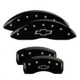 thumbnail image 1 of MGP 4 Caliper Covers Engraved Front & Rear Bowtie Matte Black finish silver ch, 1 of 2