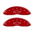 thumbnail image 1 of MGP 4 Caliper Covers Engraved Front & Rear Bowtie Red finish silver ch Fits select: 2000 CHEVROLET SILVERADO C1500, 2005-2006 CHEVROLET SILVERADO K1500, 1 of 2