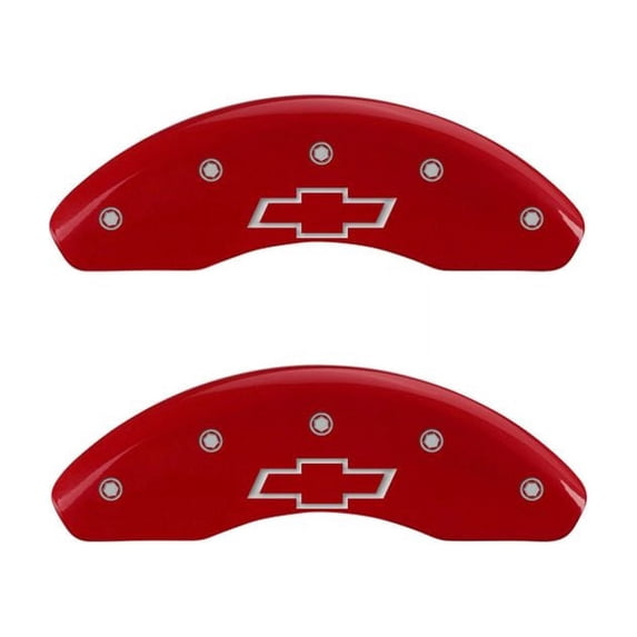 MGP 4 Caliper Covers Engraved Front & Rear Bowtie Red finish silver ch Fits select: 2008-2009,2011-2012 CHEVROLET MALIBU 2LT
