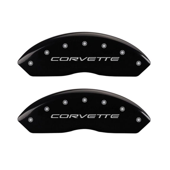 MGP 4 Caliper Covers Engraved Front & Rear C5/Corvette Black finish silver ch Fits select: 2003-2004 CHEVROLET CORVETTE, 2002 CHEVROLET CORVETTE Z06