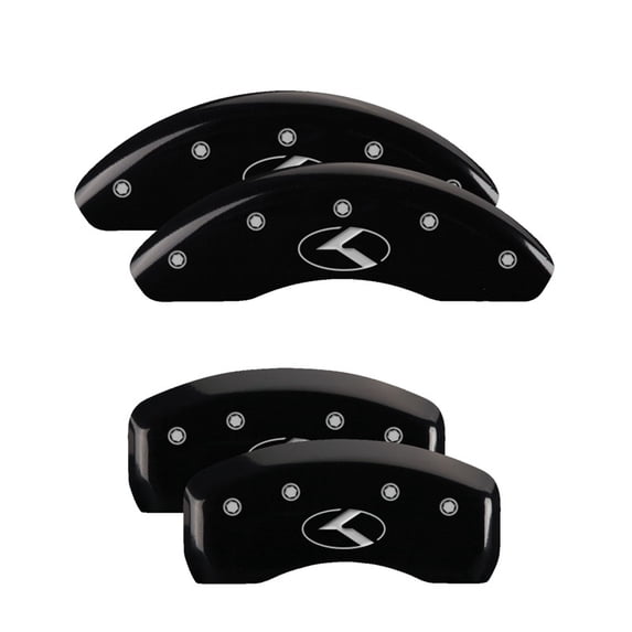 MGP 4 Caliper Covers Engraved Front & Rear Circle K/Kia Black finish silver ch Fits select: 2013-2015 KIA OPTIMA LX, 2012 KIA OPTIMA EX
