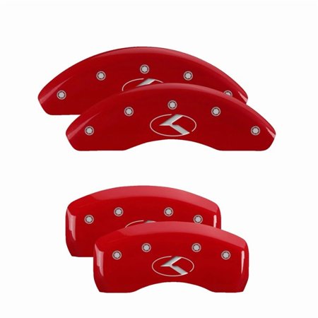MGP 4 Caliper Covers Engraved Front & Rear Circle K/Kia Red finish silver ch Fits select: 2013-2015 KIA OPTIMA LX, 2012 KIA OPTIMA EX