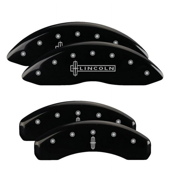 MGP 4 Caliper Covers Engraved Front & Rear Cursive/Cadillac Black finish silver ch Fits select: 2013 CADILLAC CTS PREMIUM COLLECTION, 2014-2016 CADILLAC CTS VSPORT PREMIUM