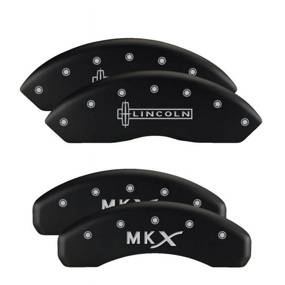 MGP 4 Caliper Covers Engraved Front & Rear Cursive/Cadillac Matte Black finish silver ch