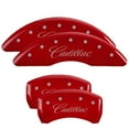 thumbnail image 1 of MGP 4 Caliper Covers Engraved Front & Rear Cursive/Cadillac Red finish silver ch, 1 of 6
