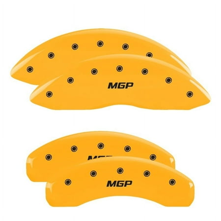 MGP 4 Caliper Covers Engraved Front & Rear Cursive/Cadillac Yellow finish black ch Fits select: 2013-2014 CADILLAC ATS, 2015-2017 CADILLAC ATS LUXURY
