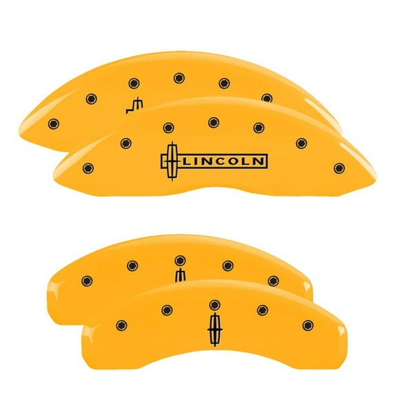 MGP 4 Caliper Covers Engraved Front & Rear Cursive/Cadillac Yellow finish black ch Fits select: 2013 CADILLAC CTS PREMIUM COLLECTION, 2014-2016 CADILLAC CTS VSPORT PREMIUM