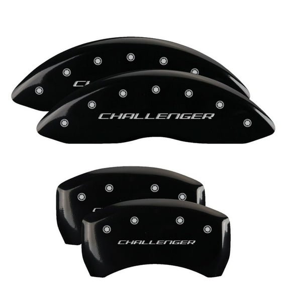 MGP 4 Caliper Covers Engraved Front & Rear Daytona Black finish silver ch Fits select: 2006-2010 DODGE CHARGER R/T, 2009-2010 DODGE CHALLENGER R/T