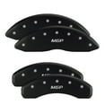 thumbnail image 1 of MGP 4 Caliper Covers Engraved Front & Rear Denali Matte Black finish silver ch, 1 of 2