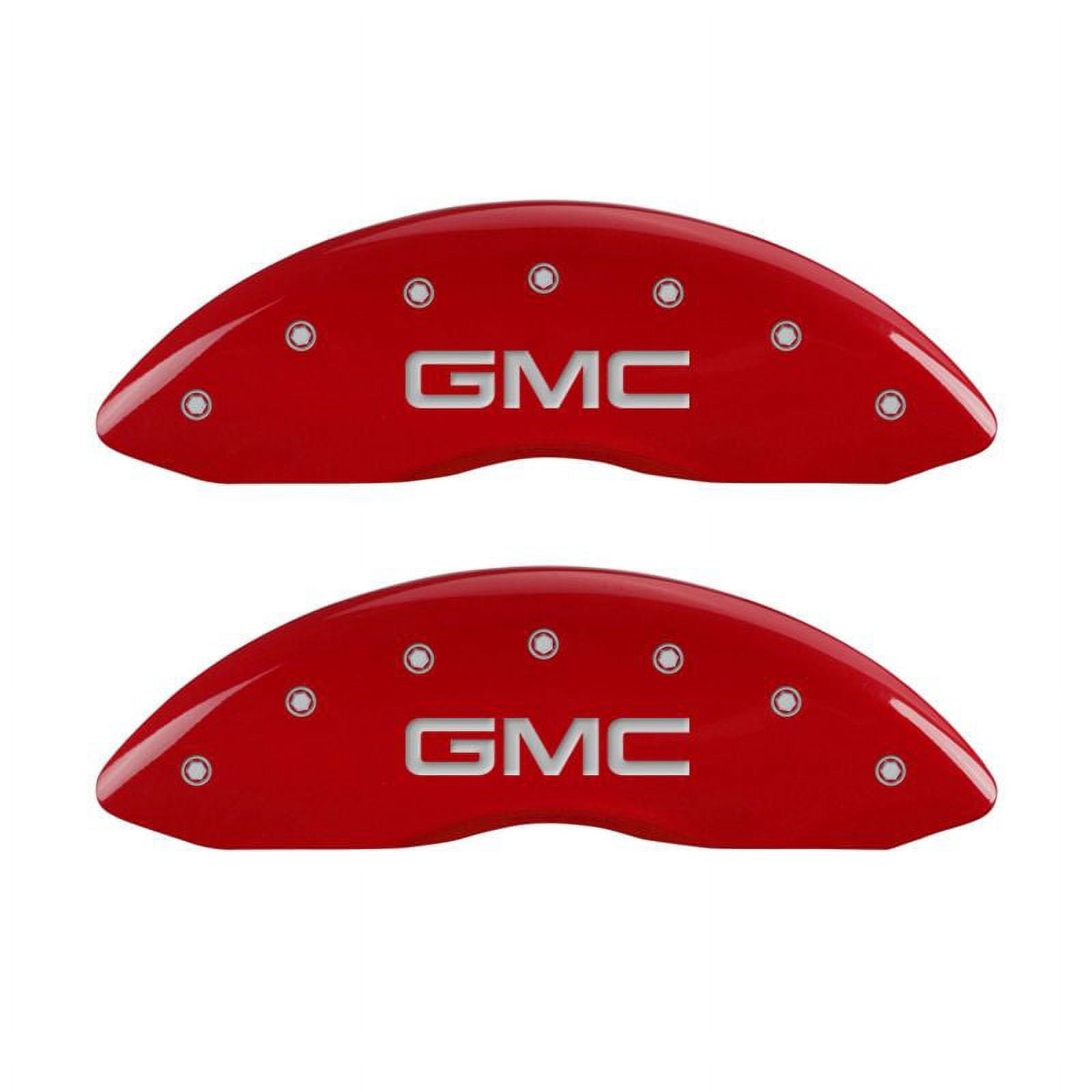 MGP 4 Caliper Covers Engraved Front & Rear GMC Red finish silver ch ...